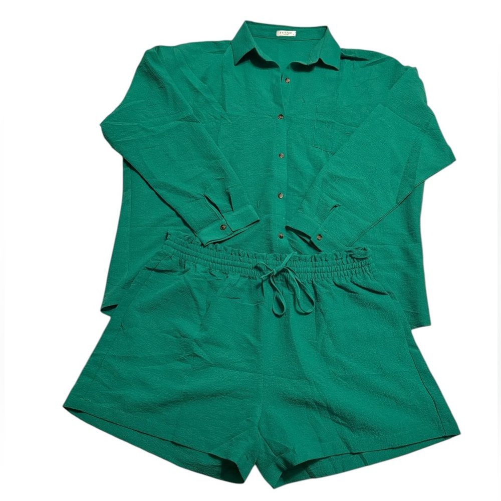 Ekouaer Women’s Green 2 Piece Lounge Set | Size: XL